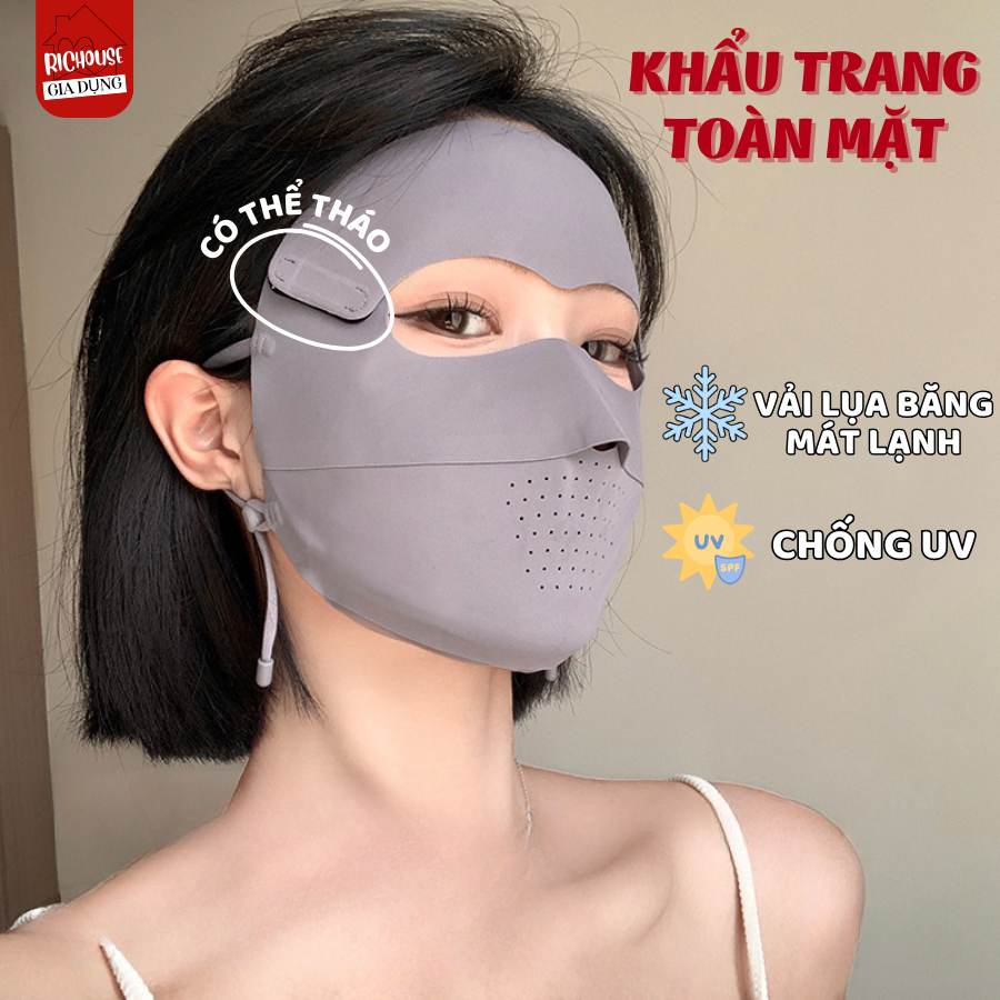 Khẩu Trang Kín Mặt Loại Mới Có Thể Tháo Rời Thiết Kế Lỗ Thoáng Khí, Chất Mát Mẻ Chống Nắng UPF 50+