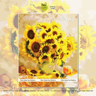 Tranh tô màu số hóa Madoca có khung 40x50cm hướng dương rực rỡ T47