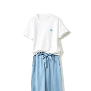 Áo phông unisex thêu hình ĐÁM MÂY XANH chất liệu vải cotton thoáng mát mềm mịn phù hợp cho mùa hè tb212t