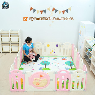 Quây Cũi Nhựa Gấp Gọn Pakey Mẫu Mới 2026, Quây Nhựa Cho Bé Cải Tiến 2 Đế Dùng Nhiều Loại Sàn, Nhựa An Toàn Cho Bé