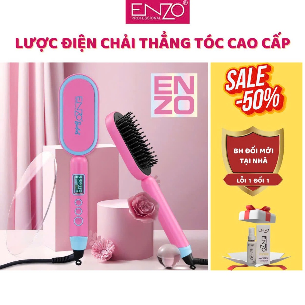 Ảnh Lược điện chải tóc ENZO 4102B thương hiệu ý , sấy tạo kiểu tóc chuẩn salon BH 5 NĂM 1