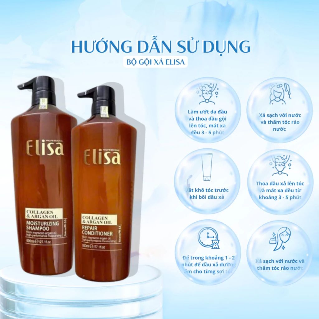 Dầu Gội Xả ELISABARA (ELISA) 500ml - 800ml | Tóc Mềm Mượt, Bóng Khỏe, Hương Thơm Dễ Chịu Chuẩn Salon
