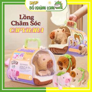 Đồ Chơi Lồng Chăm Sóc Thú Cưng Capybar/ Mèo/ Chó Dễ Thương Kèm Phụ Kiện Có Quai Xách Cho Bé - BỐ KHỦNG LONG