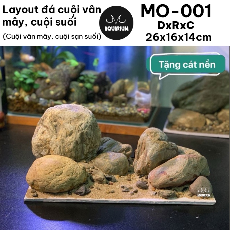 Layout đá cuội vân mây, cuội suối cho bể cá để bàn làm việc - Bể ...