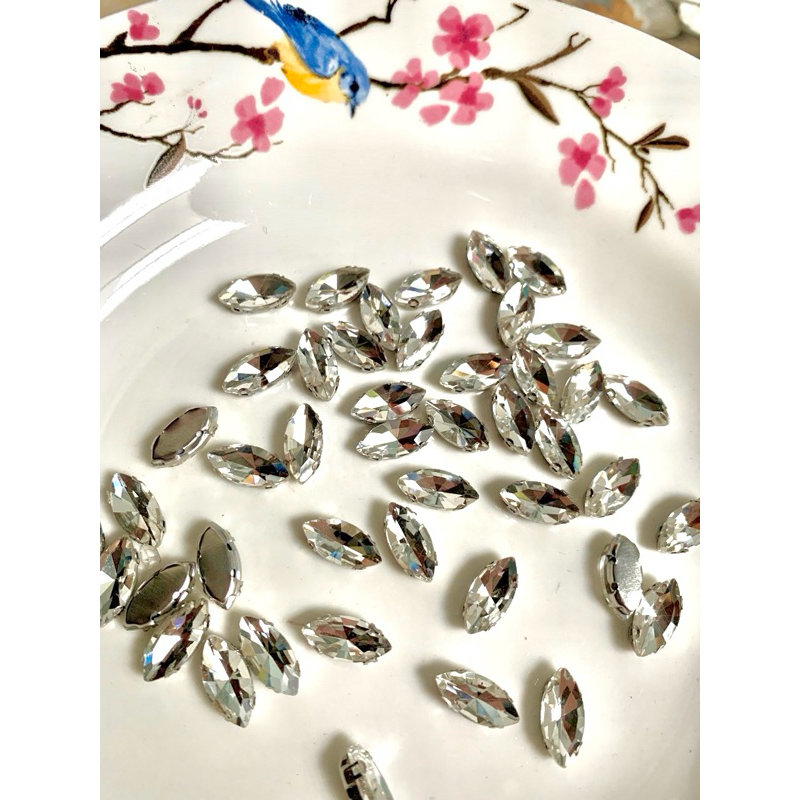 set hạt đá thoi trắng 6x12mm và 7x15mm