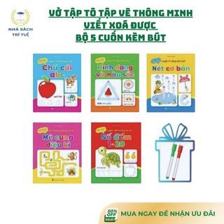 [Chuẩn NXB] Sách - Vở tập tô vẽ thông minh viết xóa được Wipe Clean - Bộ 5 cuốn kèm bút