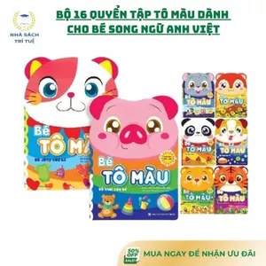 Sách - Bộ 16 quyển tập tô màu dành cho bé mẫu giáo mầm non song ngữ Anh Việt từ 3-5 tuổi