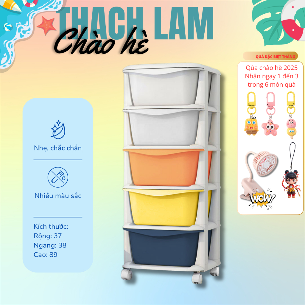Tủ Nhựa Đa Sắc 5 Tầng Có Bánh Xe Eccox Tủ Đựng Đồ 5 Màu Cao 90cm Tiện Lợi Cho Gia Đình