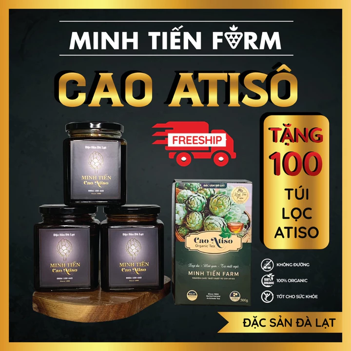 Cao Trà Atiso Minh Tiến Farm - Mát gan, giảm mất ngủ - 100% Hoa Atiso không đường, không đắng - Đặc Sản Đà Lạt