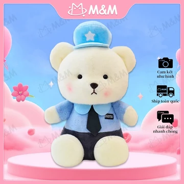 Gấu bông thú nhồi bông gấu cảnh sát đồ chơi sang trọng gấu bông quà tặng sinh nhật trẻ em gấu bông