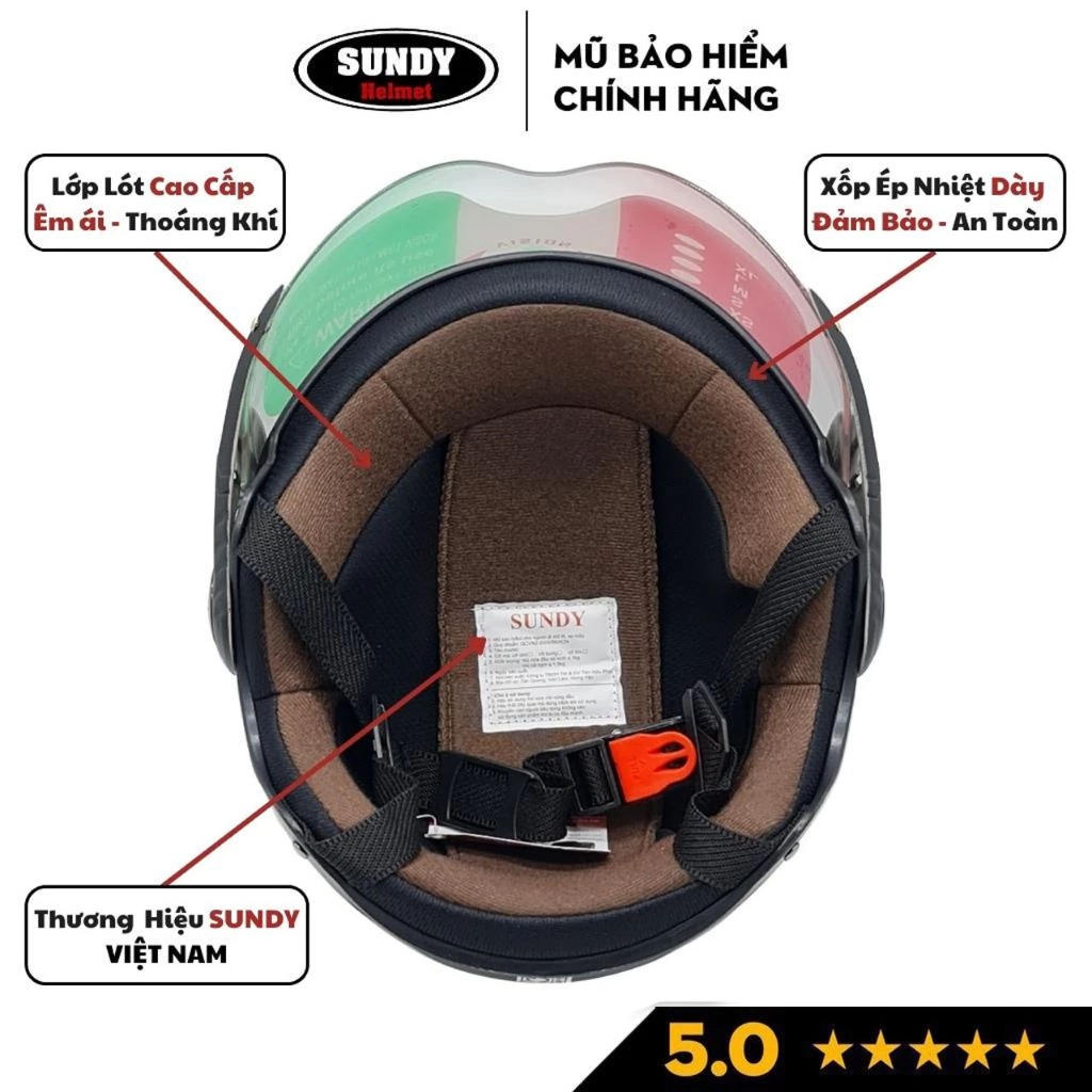 Ảnh Mũ bảo hiểm nửa đầu có kính SUNDY Helmets HP02K thể thao, tem hình năng động, Freesize (vòng đầu 56-58cm) 2