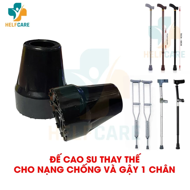 Đế Cao Su Chống Trơn Trượt Dùng Để Thay Thế Cho Các Loại Nạng Chống Nách, Nạng Khuỷu Tay, Gậy Chống 1 Chân [1 chiếc]