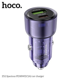 Tẩu sạc ô tô / Cốc sạc xe hơi Hoco Z52 max 38W, USB-A QC3.0 18W và TypeC PD 20W - Phụ Kiện Nhất Tín