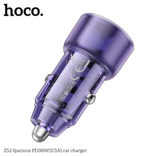 Tẩu sạc ô tô / Cốc sạc xe hơi Hoco Z52 max 38W, USB-A QC3.0 18W và TypeC PD 20W