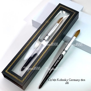 Cọ Đắp Bột Kolinsky Cán Đen GermanyNails (S14, S16, S18) – Lông Mềm, Đầu Cọ Đã Bấm Sẵn, Chất Lượng Cao, Đắp Bột Móng