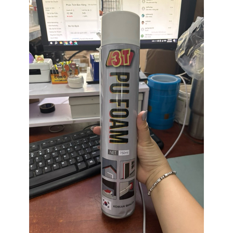 Keo bọt nở bịt kín khe hở vết nứt PU Foam