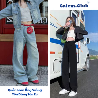 Quần jean nữ ống rộng, chất jean cao cấp, Quần Jean nữ dáng suông vải dày dặn Pants quần bò Hottrend