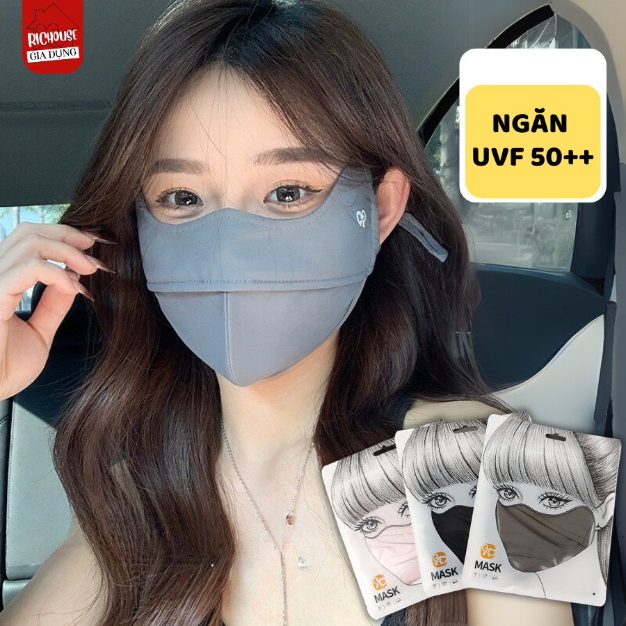 Khẩu Trang Chống Tia UV, Chống Nắng UVF 50+ Xuân Hè Mát Mẻ Hàng Chính Hãng Nội Địa Trung Cao Cấp