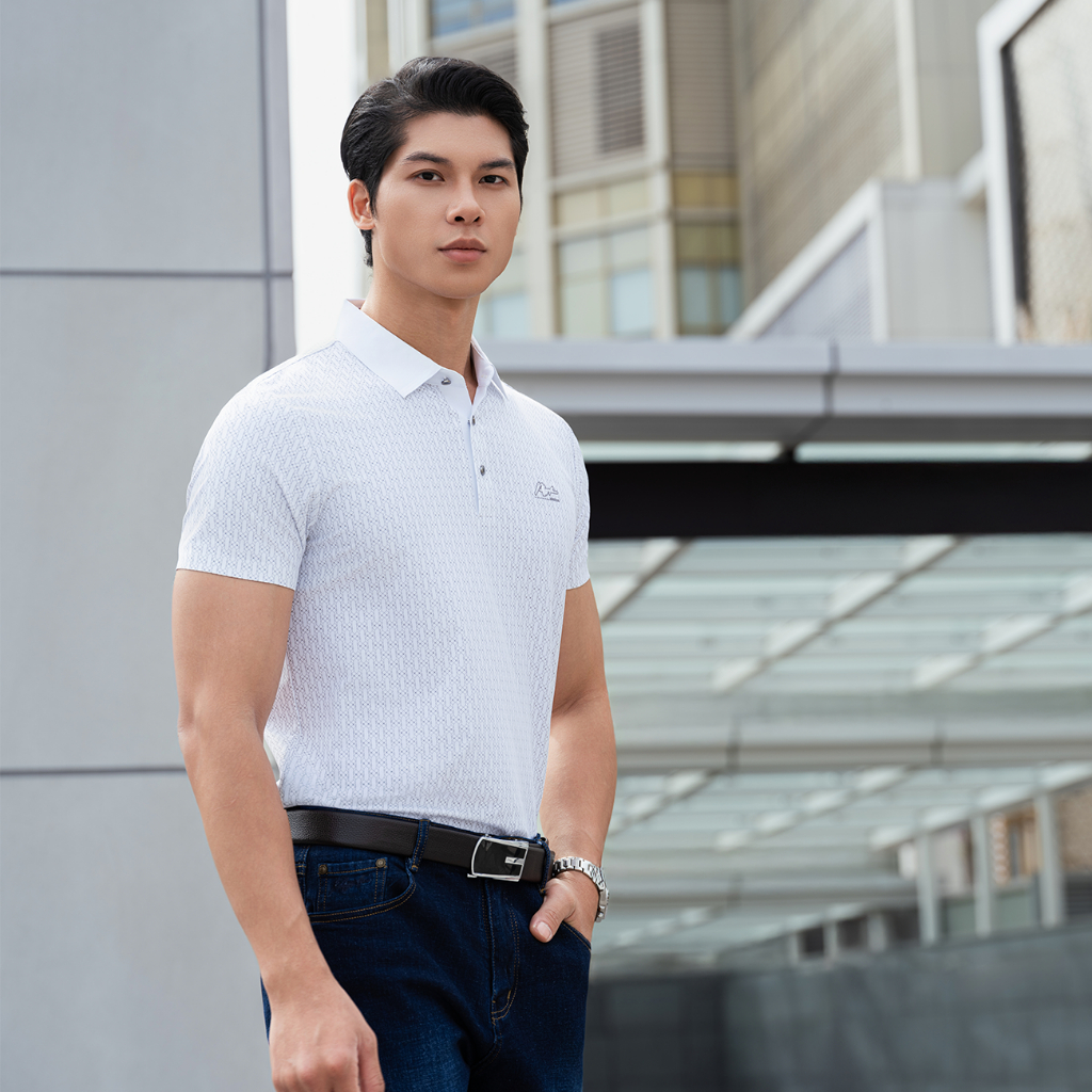 Áo polo nam cao cấp MASCULINE, Dáng regular fit họa tiết caro thành phần tơ tằm mềm mại - MPL53