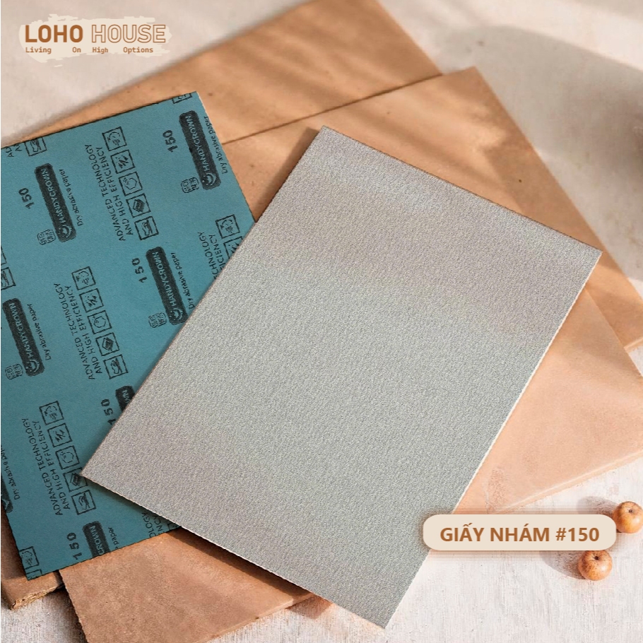 Giấy nhám #150 LOHO HOUSE – Giải pháp xử lý bề mặt hiệu quả trong thi công sơn & hoàn thiện