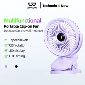 Quạt USB Goojodoq 3000MAh Bàn Xoay Mini Kẹp Di Động Màn Hình LED Di Động 5tốc độ