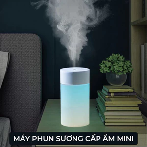 Máy tạo ẩm phun sương mini tích hợp đèn ngủ 2 chế độ, [Quà tặng Fujihome] đèn trang trí xông tinh dầu