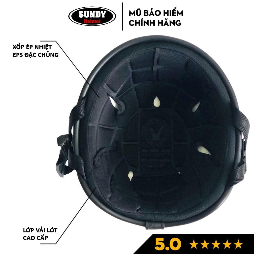 Ảnh Mũ bảo hiểm nửa đầu SUNDY Helmet nhiều màu sắc thời trang, cá tính, kèm kính UV, phi công, Freesize (55-58cm) 3