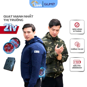 Áo điều hoà chính hãng GUME ACG26 Pin 28000mha, quạt 21V siêu mạnh, chống tia uv, bảo hành 12 tháng