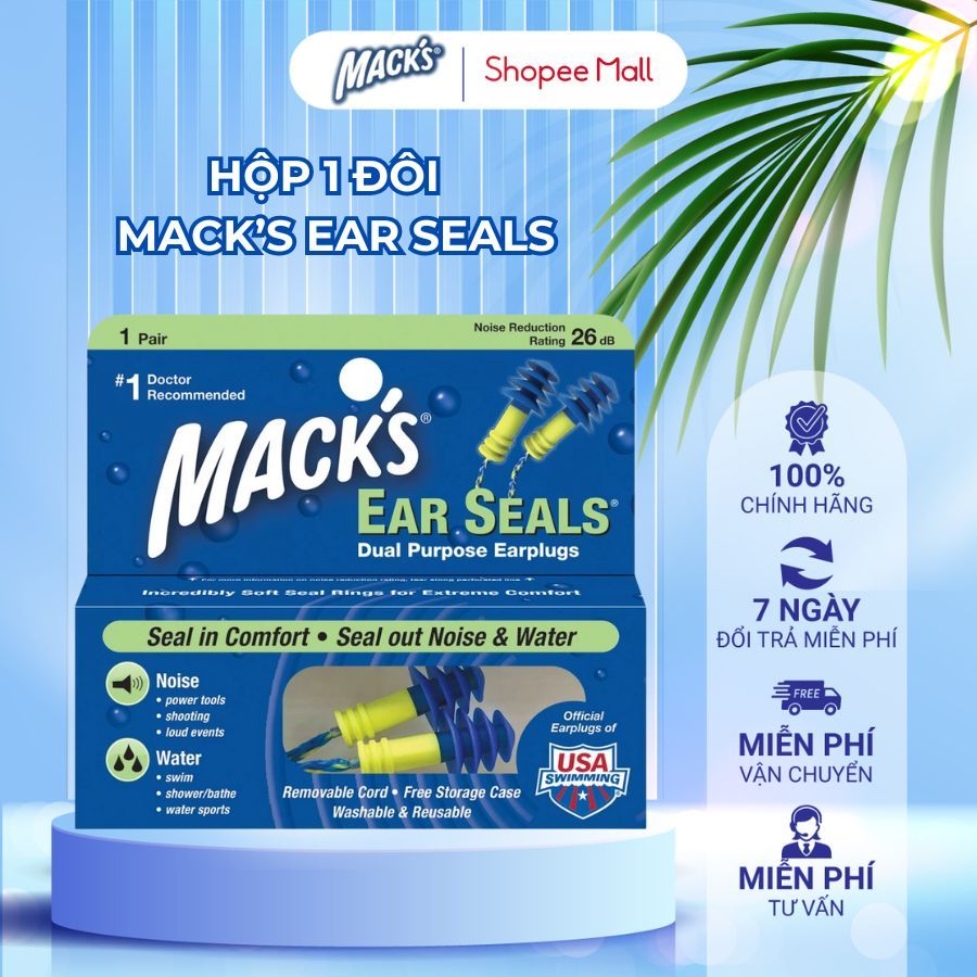 Ảnh Hộp 1 đôi nút bịt tai Mack’s Ear Seals 2 chức năng chống ồn,chống nước 1