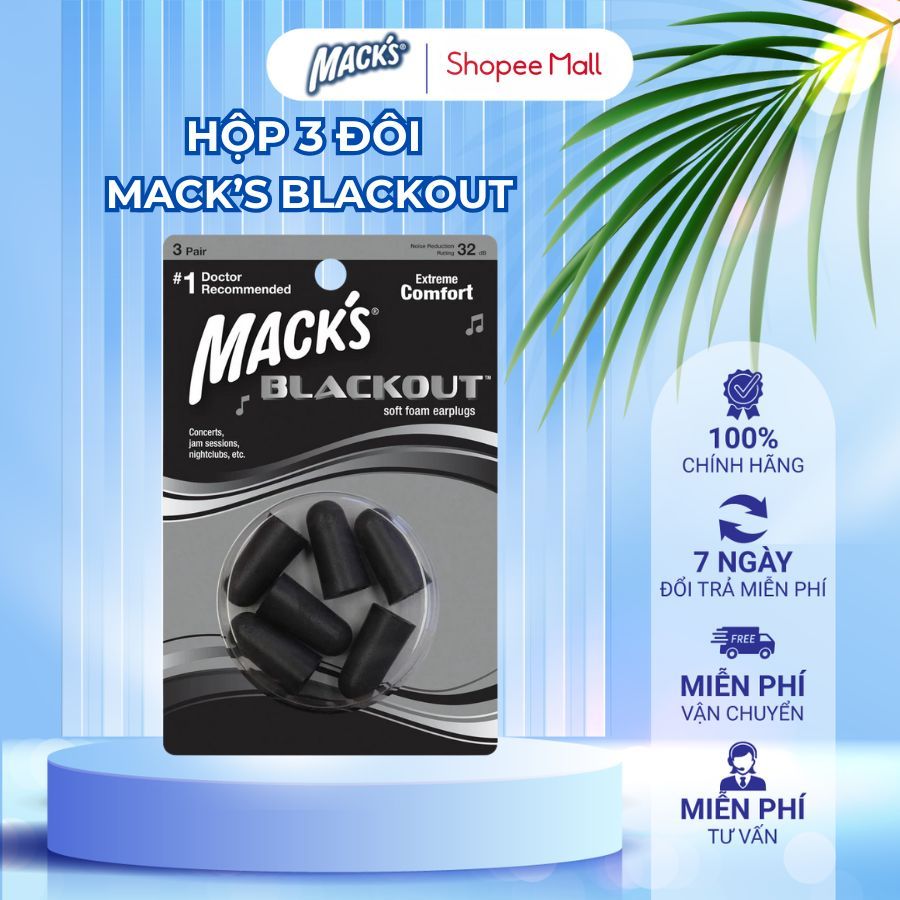 Ảnh Hộp 3 đôi nút bịt tai chống ồn Black Out dùng cho âm nhạc thương hiệu Macks 1