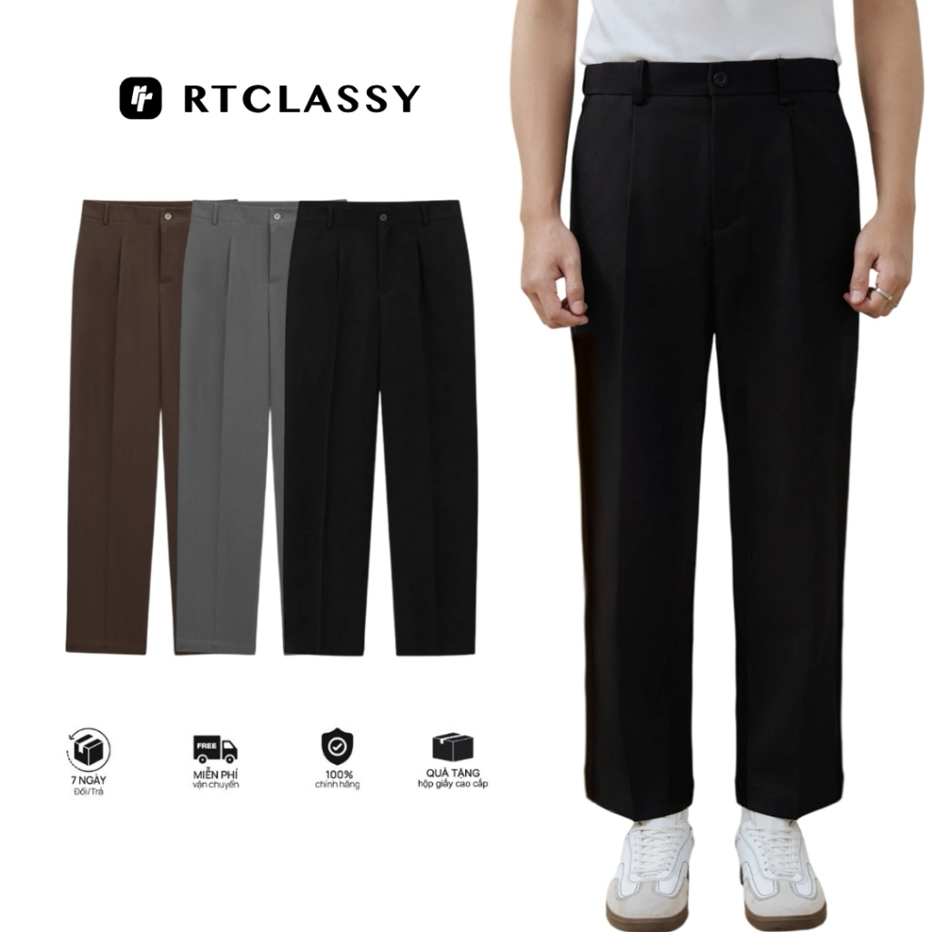 Quần Dài Nam Ống Suông RT CLASSY Chất Vải Xước Hàn Phong Cách Trẻ Trung