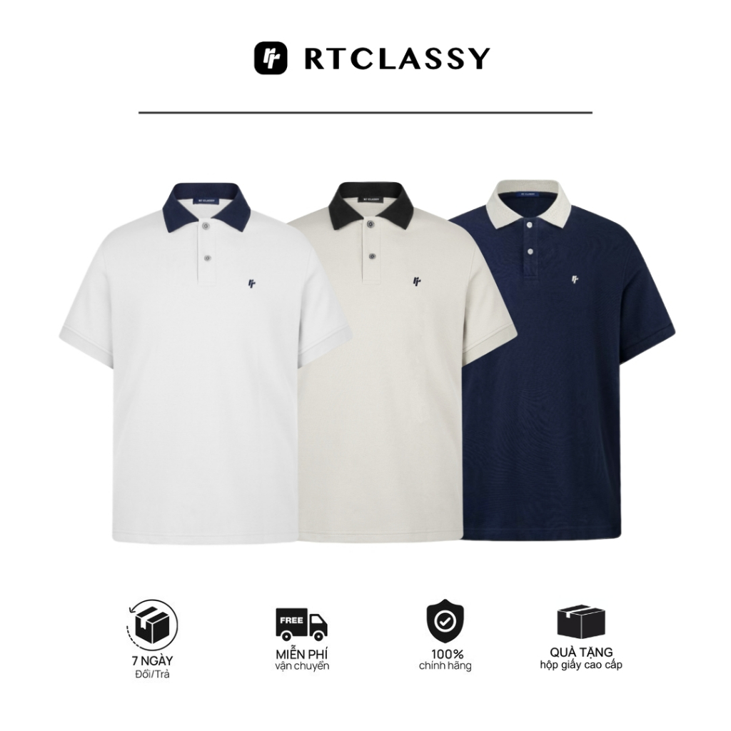 Áo Polo Phối Cổ RT CLASSY R3 Dáng Rộng Trẻ Trung Chất Cotton Pique Dày Dặn Thoáng Khí
