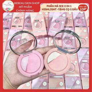 Phấn Má Hồng 3CE BLUSH LIGHTER 2in1 Kèm Bắt Sáng What If Lazy Talk Early Now Beige How  - Bebeau