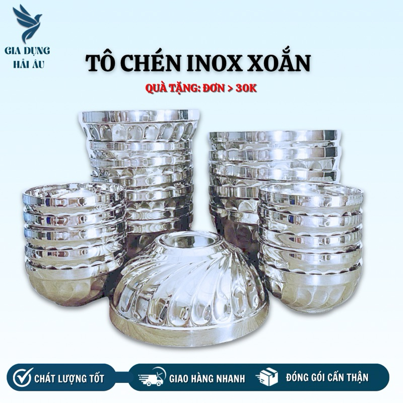 Tô - Chén Inox Xoắn cao cấp- . 2 Lớp cách nhiệt. Đa dạng kích thước ...