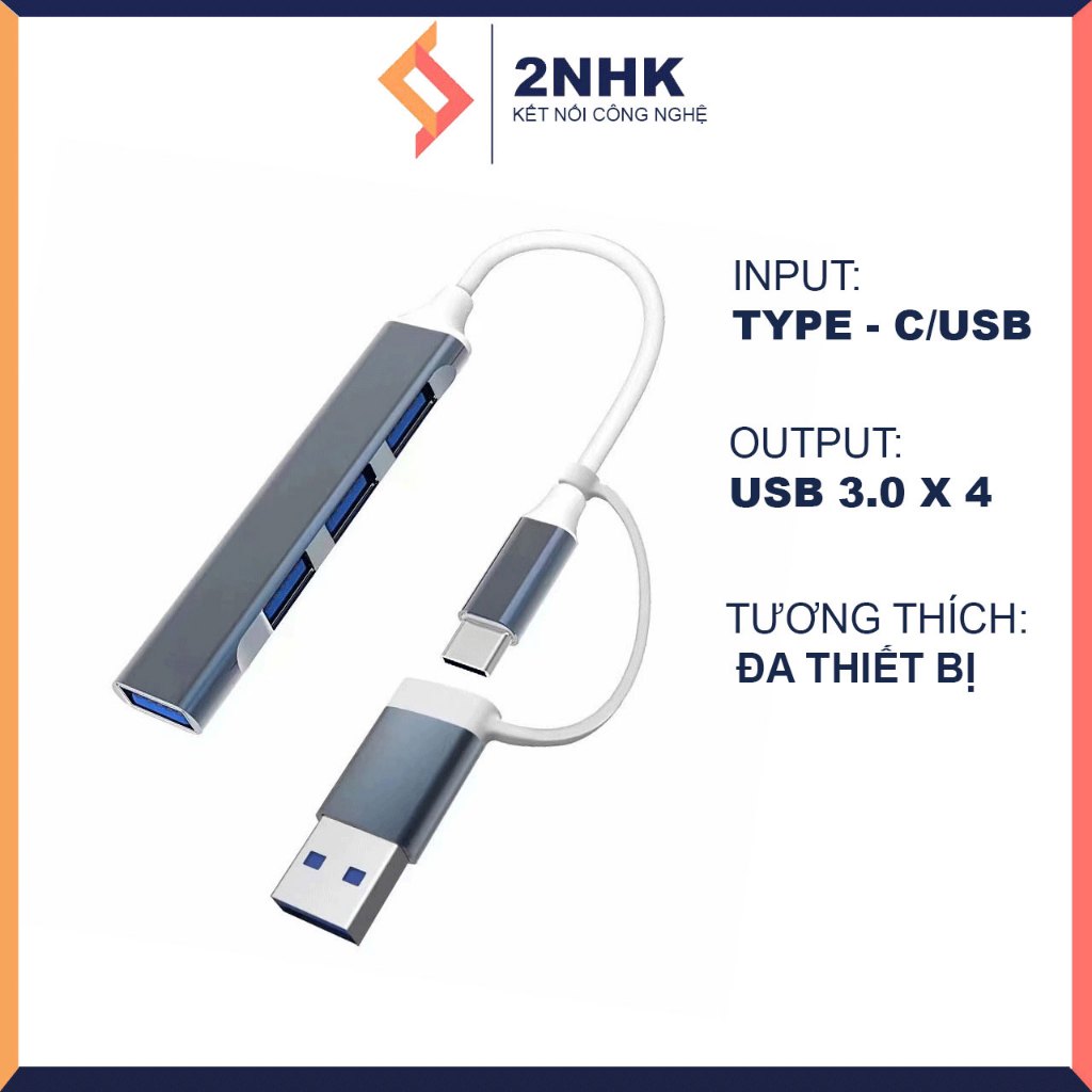 Bộ chuyển đổi 2 chế độ Type C/USB sang 4 Cổng USB 3.0 Bộ chia cổng Hub ...