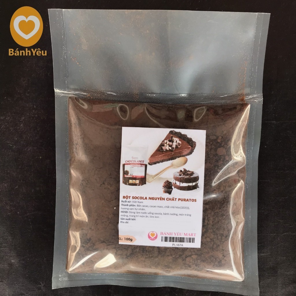 Bột Socola Nguyên Chất Không Đường Puratos làm bánh Chia lẻ -100g - PL167A