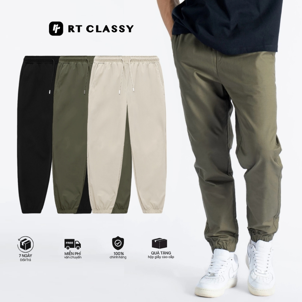 Quần Jogger Kaki Nam/Nữ RT CLASSY Form Regular Bo Gấu Thể Thao Chất Kaki Cotton Mềm Mịn