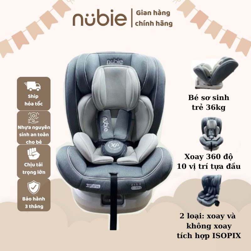 Ghế ngồi ô tô cho bé NUBIE BABY - An toàn, thông minh, đồng hành cùng bé trên mọi nẻo đường (dùng được đến 12 tuổi)