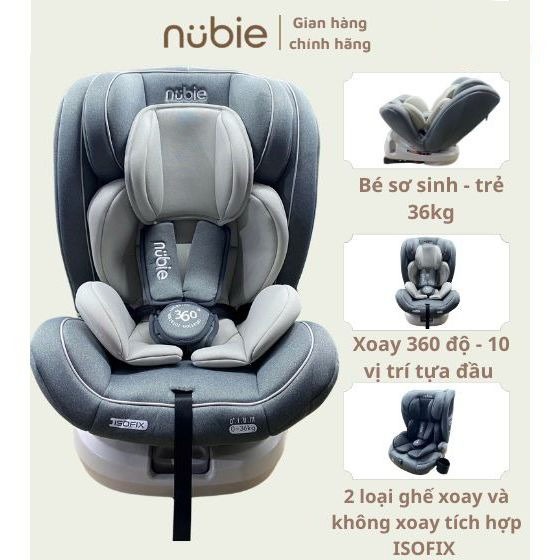 Ghế ngồi ô tô cho bé NUBIE BABY - An toàn, thông minh, đồng hành cùng bé trên mọi nẻo đường (dùng được đến 12 tuổi)