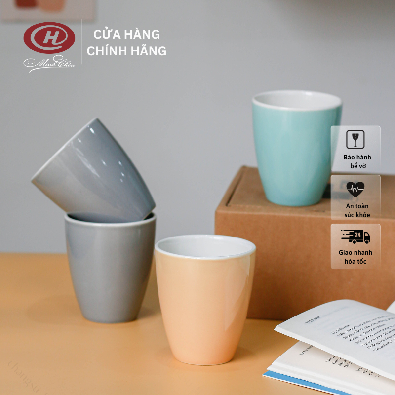 Cốc sứ uống nước nhiều màu sắc dung tích 270ml