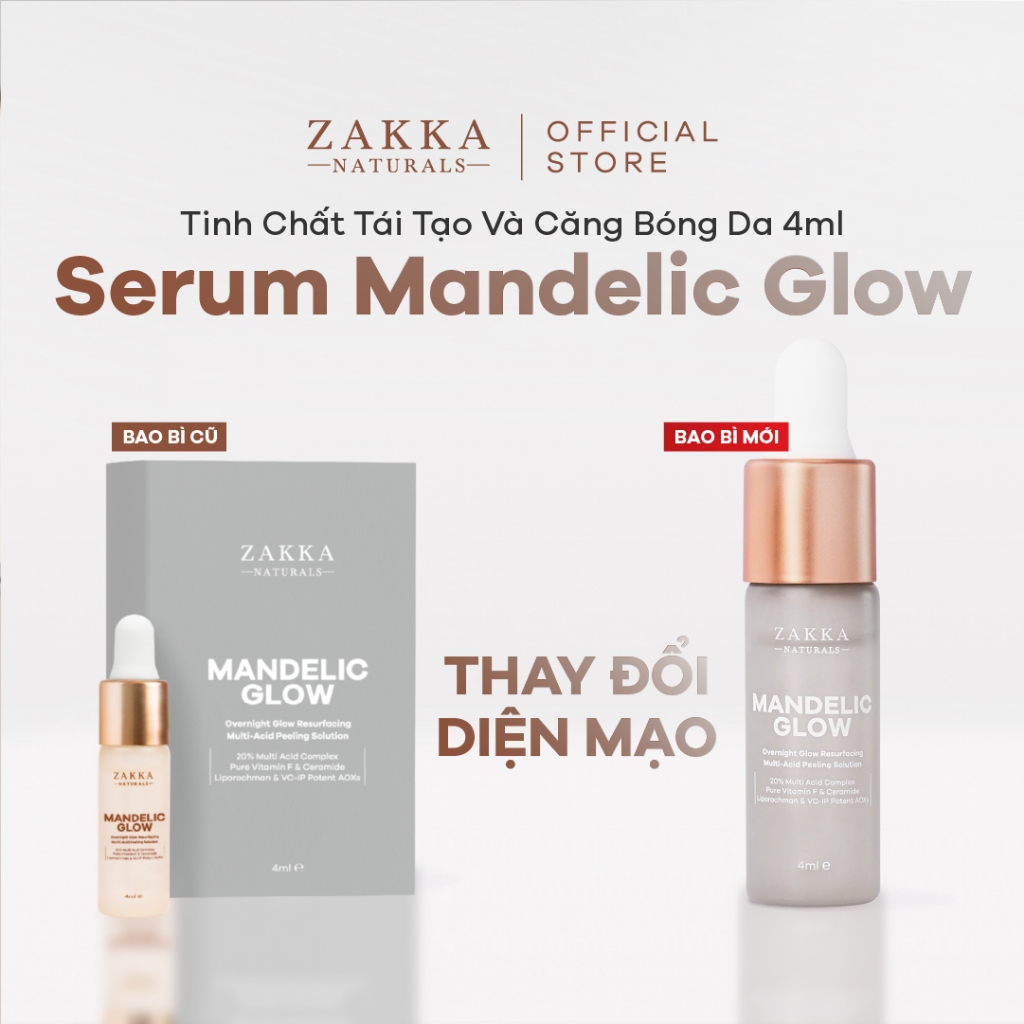 [GIFT] Tinh chất hỗ trợ căng bóng da Mandelic Glow Zakka Naturals 4ml