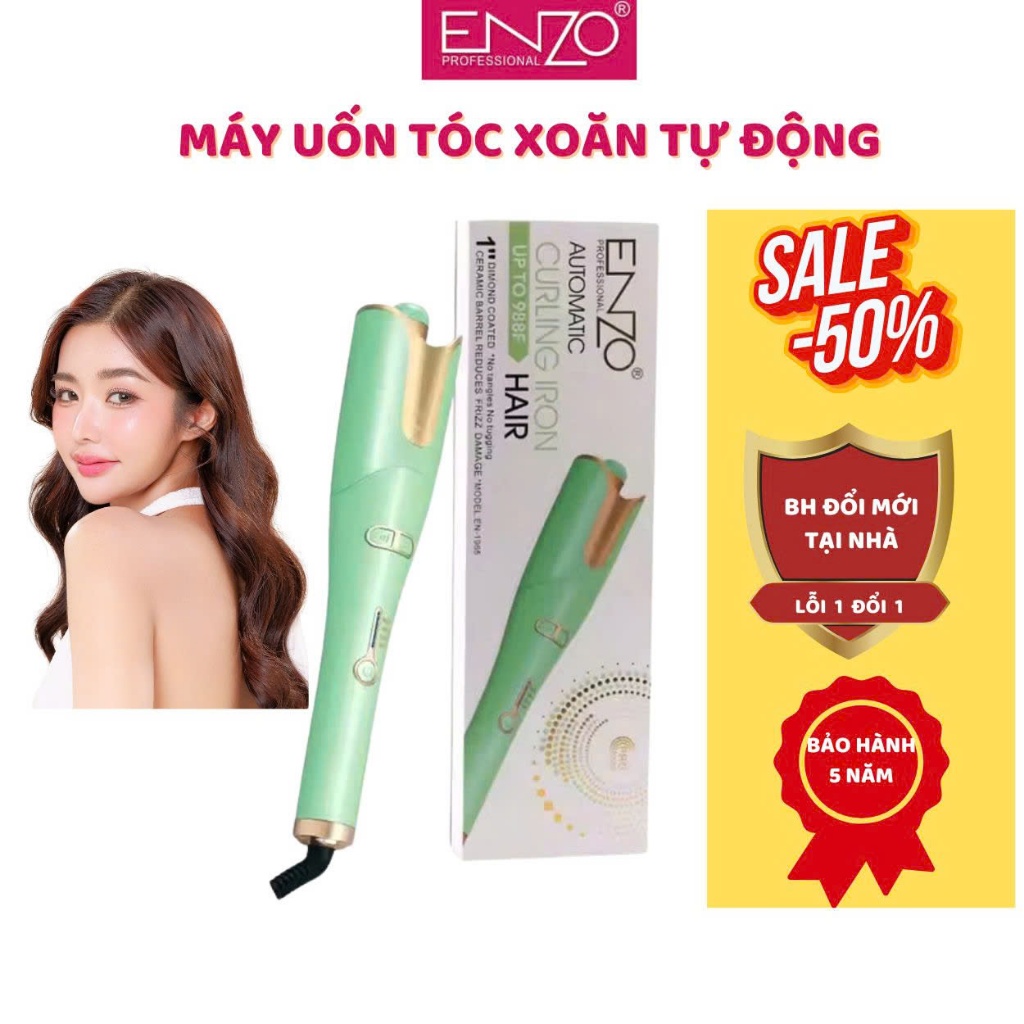 Ảnh Máy uốn tóc xoăn ENZO 1965 thương hiệu ITALIA,tự động 2 trong 1 chống bỏng cao cấp,BH 5 NĂM 1