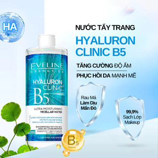 [LIVE] Nước Tẩy Trang Eveline Hyaluron Clinic B5 Ultra Moisturising Micellar Water Dưỡng Ẩm Cho Da 500ml