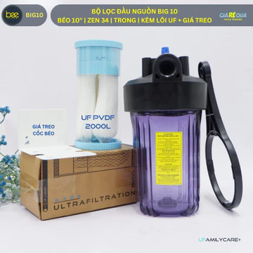 [Bộ Lọc Thô, Lọc Chặn Đầu Nguồn, Siêu lọc UF] Kaizen Cốc Béo 10 Inch - Zen 34mm, Loại PVDF