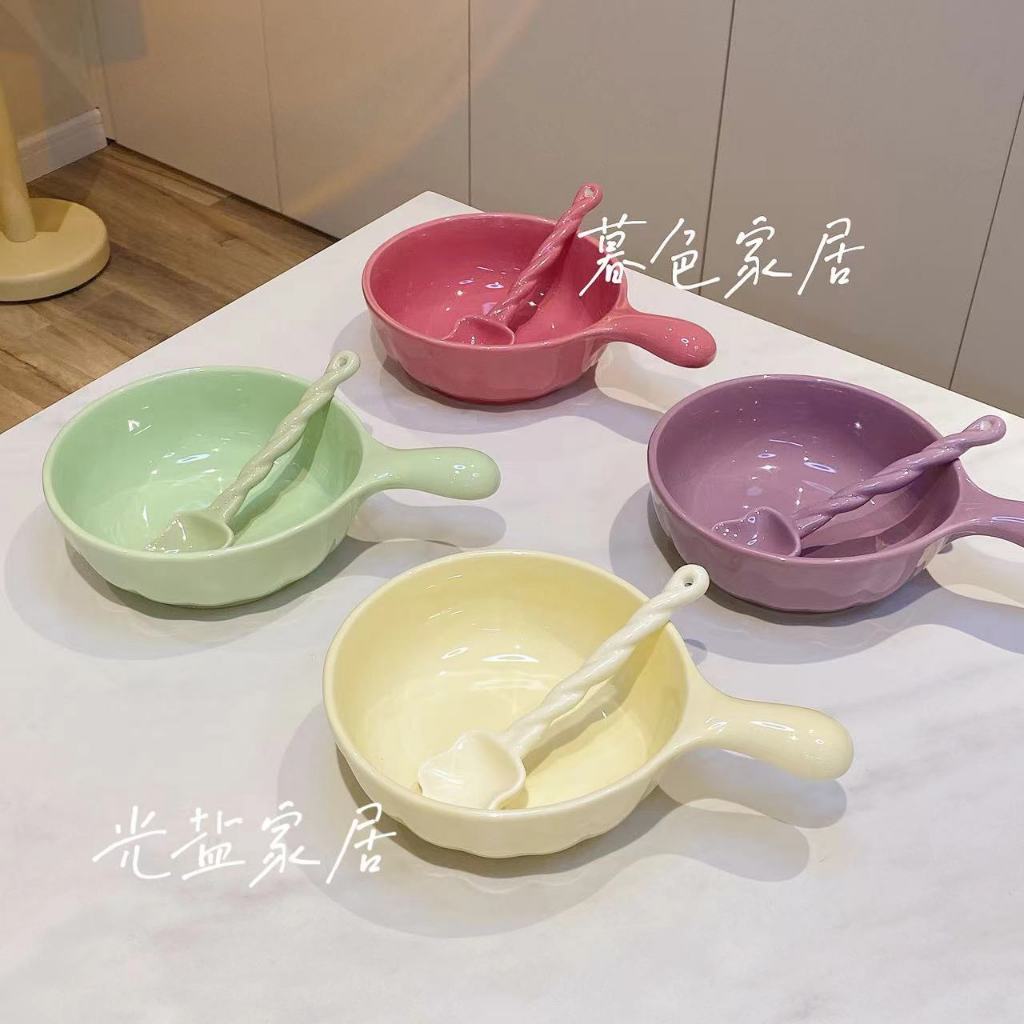 Bộ chén sứ, đĩa, thố, tô, ly ,bộ dụng cụ ăn cơm gia đình màu Kem trơn Pastel - Gốm sứ SH