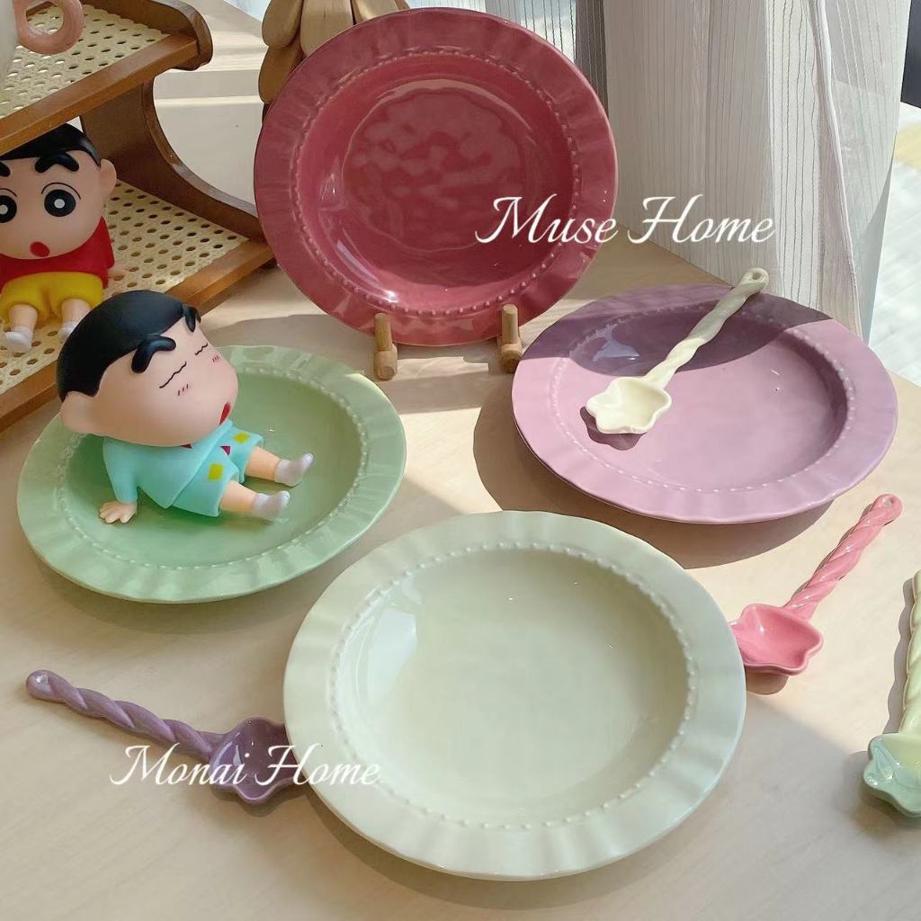 Bộ chén sứ, đĩa, thố, tô, ly ,bộ dụng cụ ăn cơm gia đình màu Kem trơn Pastel - Gốm sứ SH