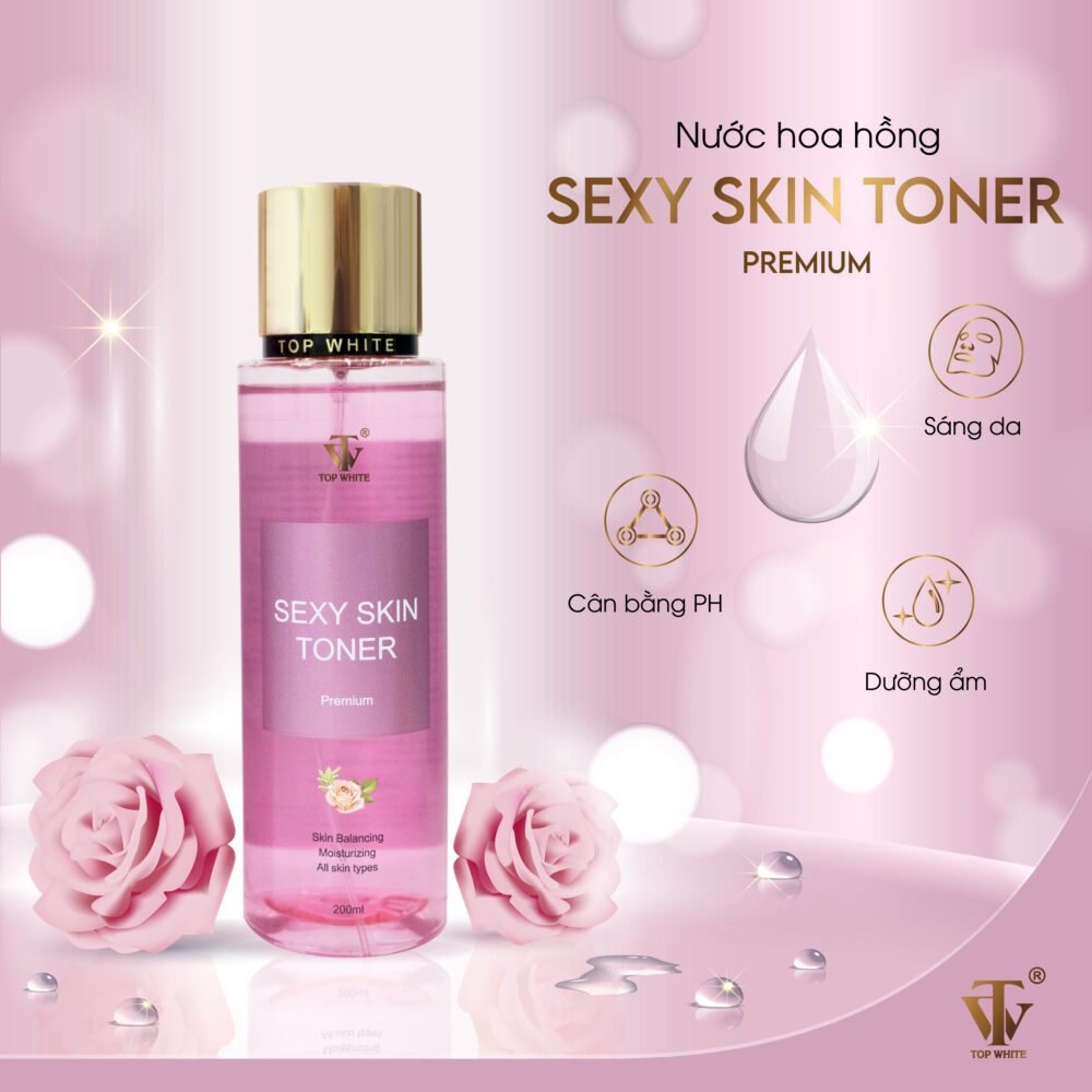 Nước hoa hồng Sexy Skin Toner Premium Top White- Giúp giữ ẩm và cân bằng độ pH cho da