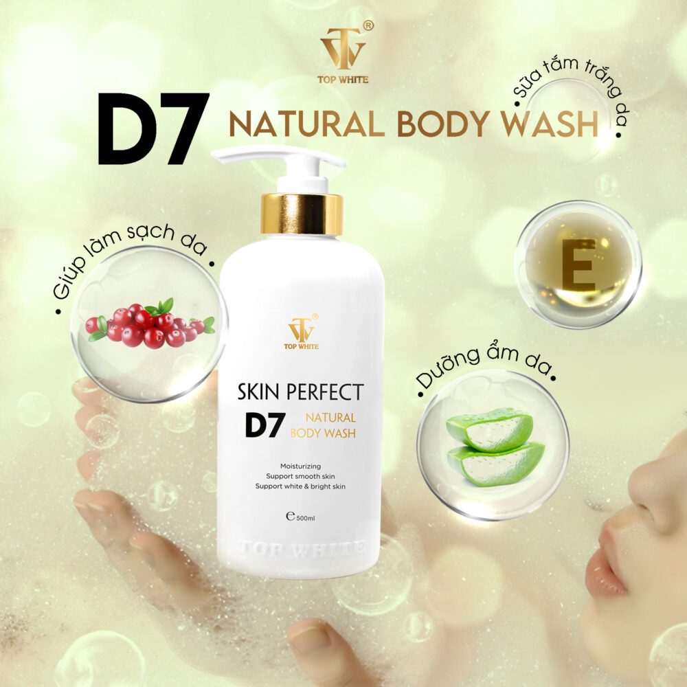 Sữa tắm trắng da hàng ngày Top White Skin Perfect D7 Natural Body Wash