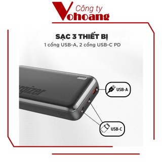 [USA] Energizer UE20055PQ Sạc dự phòng 20000mAh Sạc Nhanh PD QC