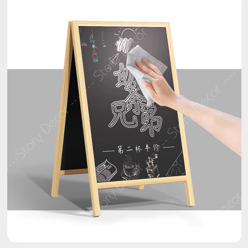 Bảng Menu Gỗ Đứng Chữ A  Bảng Viết Phấn Đứng Hai Mặt